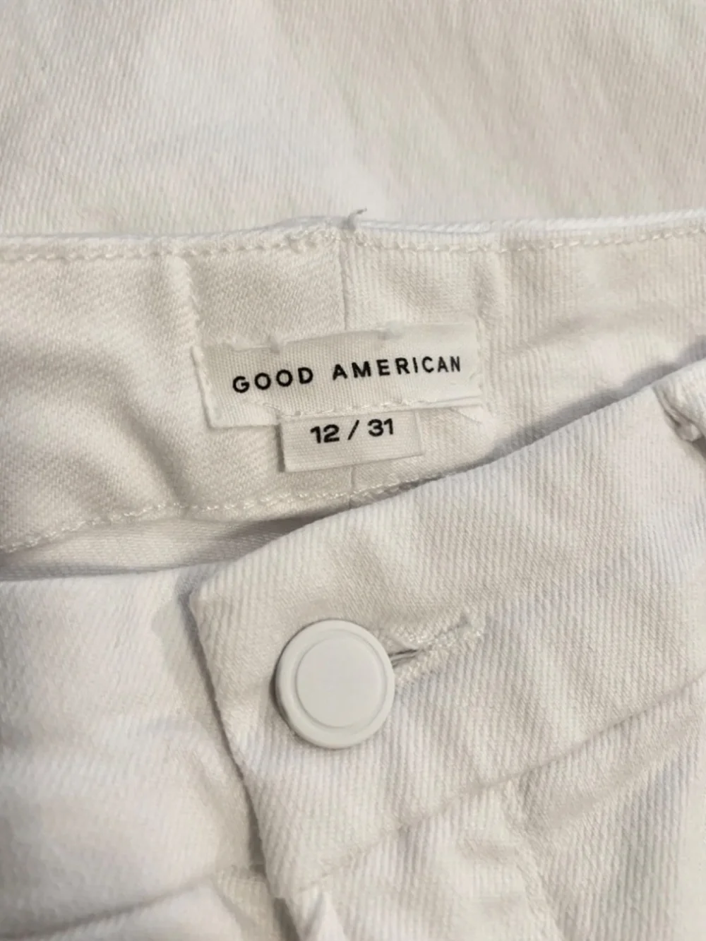 Good American Good Waist Cropped Palazzo White Jeans Wide Legs Raw Hems 12 31